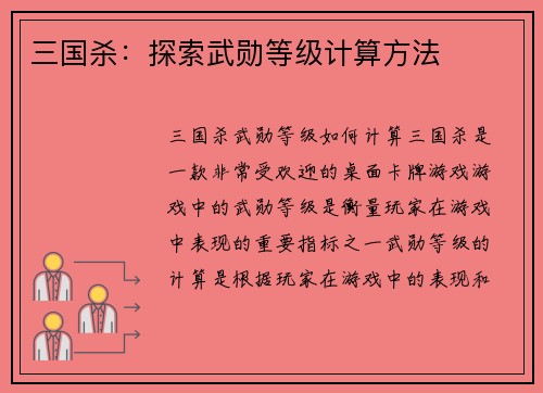 三国杀：探索武勋等级计算方法